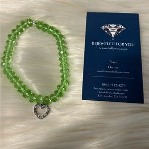Custom Preciosa Peridot Bracelet with a cute Heart Charm that I just made!